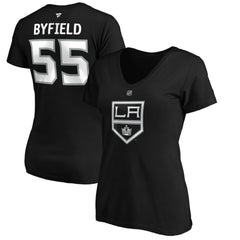 Quinton Byfield Los Angeles Kings Fanatics Women's Authentic Stack Name & Number V-Neck T-Shirt - Black T-shirts
