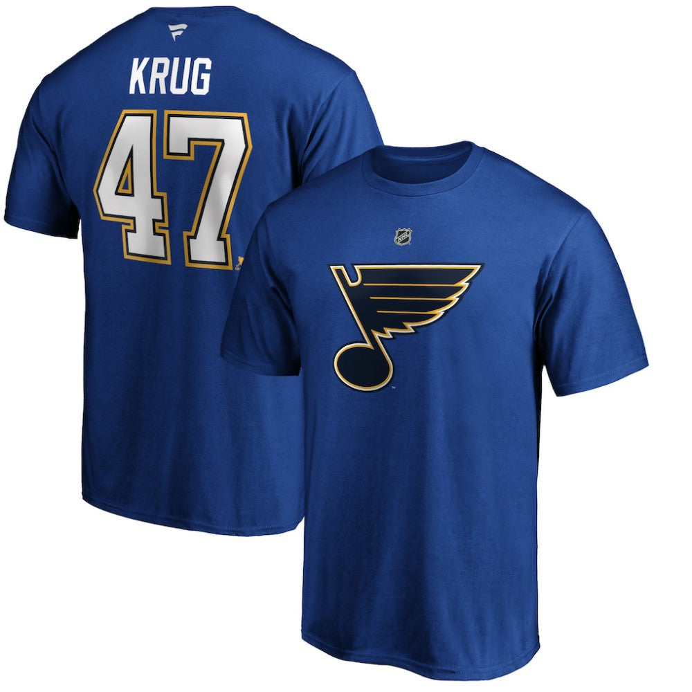Torey Krug St. Louis Blues Fanatics Authentic Stack Name & Number T-Shirt - Blue T-shirts