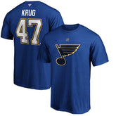 Torey Krug St. Louis Blues Fanatics Authentic Stack Name & Number T-Shirt - Blue T-shirts