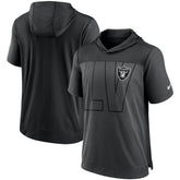 Las Vegas Raiders Performance Hoodie T-Shirt - Heathered Charcoal/Black on sale
