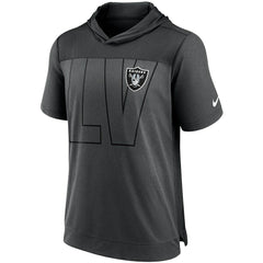 Las Vegas Raiders Performance Hoodie T-Shirt - Heathered Charcoal/Black on sale