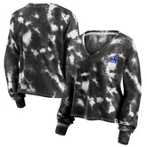 Chicago White Sox Women's Tie-Dye V-Neck Pullover Cropped Tee White/Black