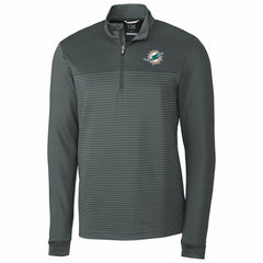 Miami Dolphins Cutter & Buck Traverse Stripe Quarter-Zip Pullover Jacket - Gray discount