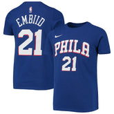 Joel Embiid Philadelphia 76ers Youth Logo Name & Number Performance T-Shirt - Royal cheap