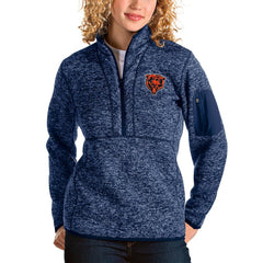 Chicago Bears Antigua Women's Bear Head Fortune Half-Zip Pullover Jacket - Heather Navy online