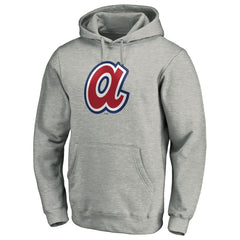 Atlanta Braves Cooperstown Collection Huntington Logo Fitted Pullover Hoodie Heather Gray