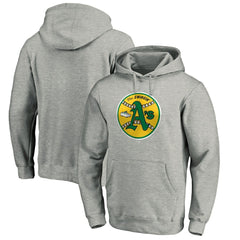 Athletics Cooperstown Collection Huntington Logo Fitted Pullover Hoodie Heather Gray