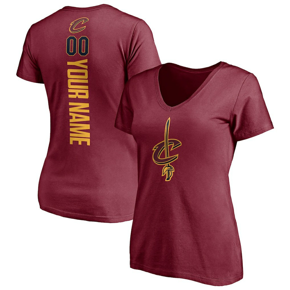 Cleveland Cavaliers Women's Playmaker Personalized Name & Number V-Neck T-Shirt sale - Wine for sale