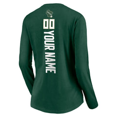 Milwaukee Bucks Women's Playmaker Personalized Name & Number Long Sleeve V-Neck T-Shirt - Hunter Green discount