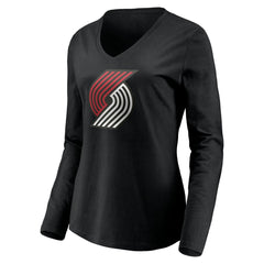 Portland Trail Blazers Women's Playmaker Personalized Name & Number Long Sleeve V-Neck T-Shirt - Black online