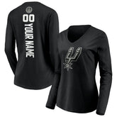 San Antonio Spurs Women's Playmaker Personalized Name & Number Long Sleeve V-Neck T-Shirt - Black shop