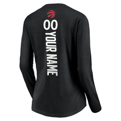 Toronto Raptors Women's Playmaker Personalized Name & Number Long Sleeve V-Neck T-Shirt - Black discount