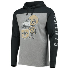 New Orleans Saints '47 Franklin Wooster Throwback Long Sleeve Hoodie T-Shirt - Heathered Gray on sale