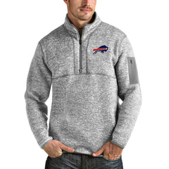 Buffalo Bills Antigua Team Logo Fortune Quarter-Zip Pullover Jacket - Heather Gray on sale