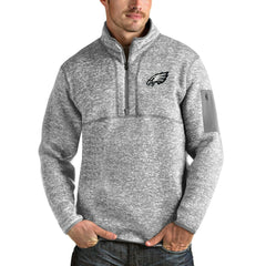 Philadelphia Eagles Antigua Team Logo Fortune Quarter-Zip Pullover Jacket - Heather Gray for sale