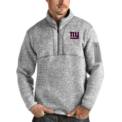 New York Giants Antigua Team Logo Fortune Quarter-Zip Pullover Jacket - Heather Gray discount