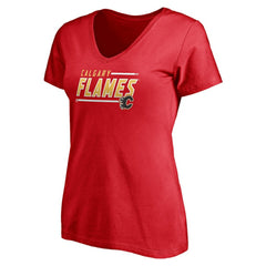 Calgary Flames Fanatics Women's Plus Size Mascot In Bounds V-Neck T-Shirt - Red T-shirts