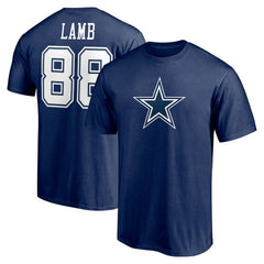 CeeDee Lamb Dallas Cowboys Player Icon Name & Number T-Shirt - Navy for sale