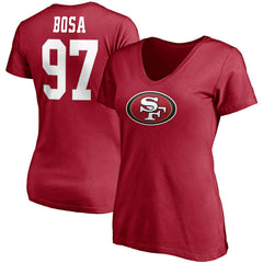 Nick Bosa San Francisco 49ers Women's Player Icon Name & Number V-Neck T-Shirt - Scarlet on sale