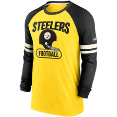 Pittsburgh Steelers Throwback Raglan Long Sleeve T-Shirt - Gold/Black for sale