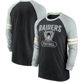 Las Vegas Raiders Throwback Raglan Long Sleeve T-Shirt - Black/Silver sale