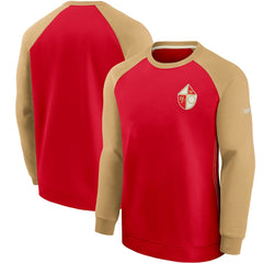San Francisco 49ers Historic Raglan Crew Performance Sweater - Scarlet/Gold sale