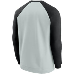 Las Vegas Raiders Historic Raglan Crew Performance Sweater - Silver/Black on sale