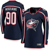 Elvis Merzlikins Columbus Blue Jackets Fanatics Women's Home Breakaway Jersey - Navy Jerseys