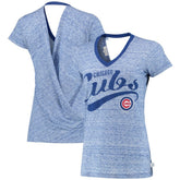 Chicago Cubs Touch Women's Hail Mary V-Neck Back Wrap T-Shirt Royal