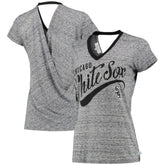 Chicago White Sox Touch Women's Hail Mary V-Neck Back Wrap T-Shirt Black