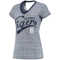 Detroit Tigers Touch Women's Hail Mary V-Neck Back Wrap T-Shirt Navy