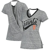 San Francisco Giants Touch Women's Hail Mary V-Neck Back Wrap T-Shirt Black