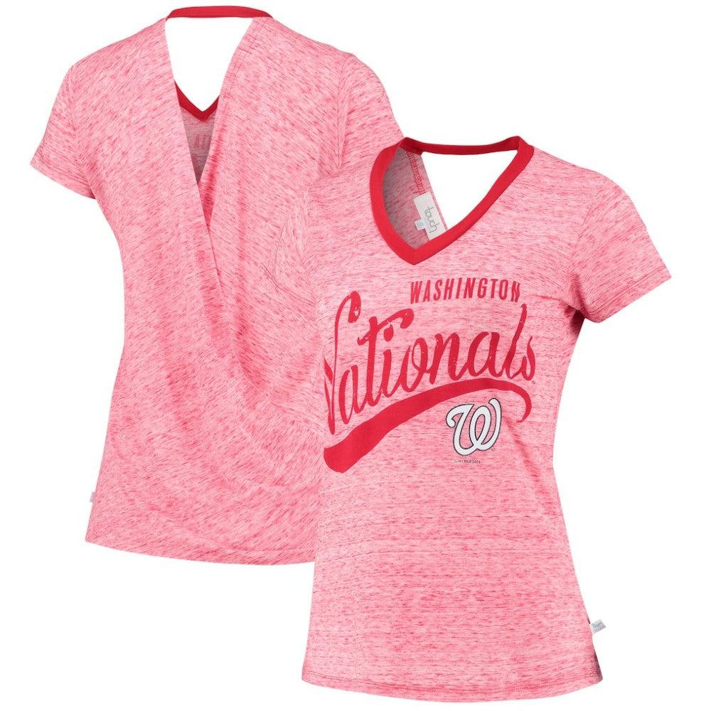 Washington Nationals Touch Women's Hail Mary V-Neck Back Wrap T-Shirt Red