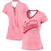 Washington Nationals Touch Women's Hail Mary V-Neck Back Wrap T-Shirt Red