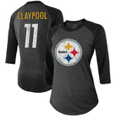 Chase Claypool Pittsburgh Steelers Women's Team Player Name & Number Tri-Blend Raglan 3/4-Sleeve T-Shirt - Black for sale