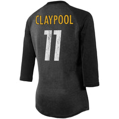 Chase Claypool Pittsburgh Steelers Women's Team Player Name & Number Tri-Blend Raglan 3/4-Sleeve T-Shirt - Black for sale