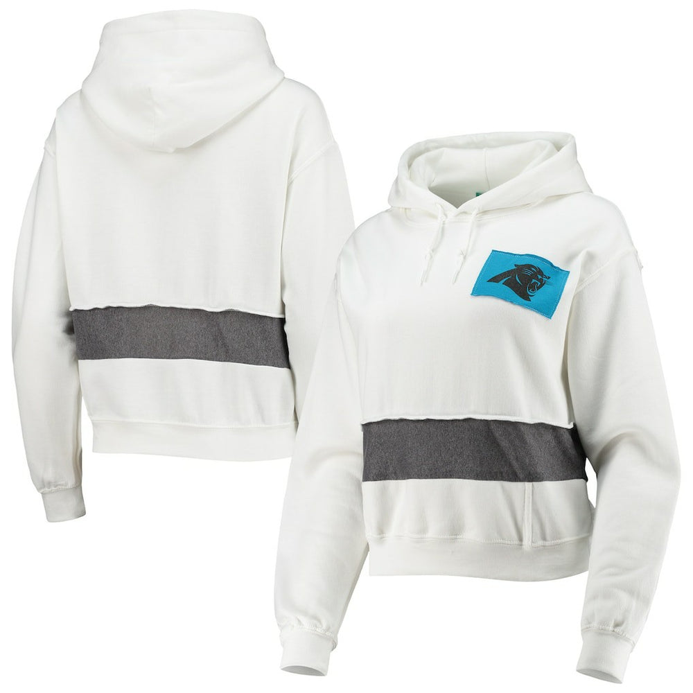 Carolina Panthers Refried Apparel Women's Sustainable Crop Dolman Pullover Hoodie - White for sale