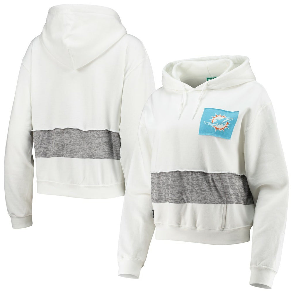 Miami Dolphins Refried Apparel Women's Sustainable Crop Dolman Pullover Hoodie - White online