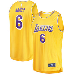 LeBron James Los Angeles Lakers #6 Fast Break Replica Player Jersey Gold - Icon Edition on sale