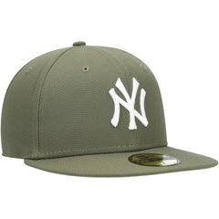 New York Yankees White Logo 59FIFTY Fitted Hat Olive