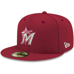 Miami Marlins White Logo 59FIFTY Fitted Hat Cardinal