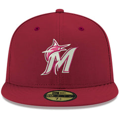 Miami Marlins White Logo 59FIFTY Fitted Hat Cardinal