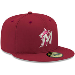 Miami Marlins White Logo 59FIFTY Fitted Hat Cardinal