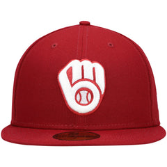 Milwaukee Brewers White Logo 59FIFTY Fitted Hat Cardinal