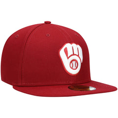 Milwaukee Brewers White Logo 59FIFTY Fitted Hat Cardinal