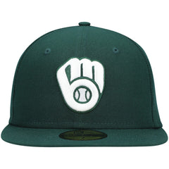 Milwaukee Brewers White Logo 59FIFTY Fitted Hat Green
