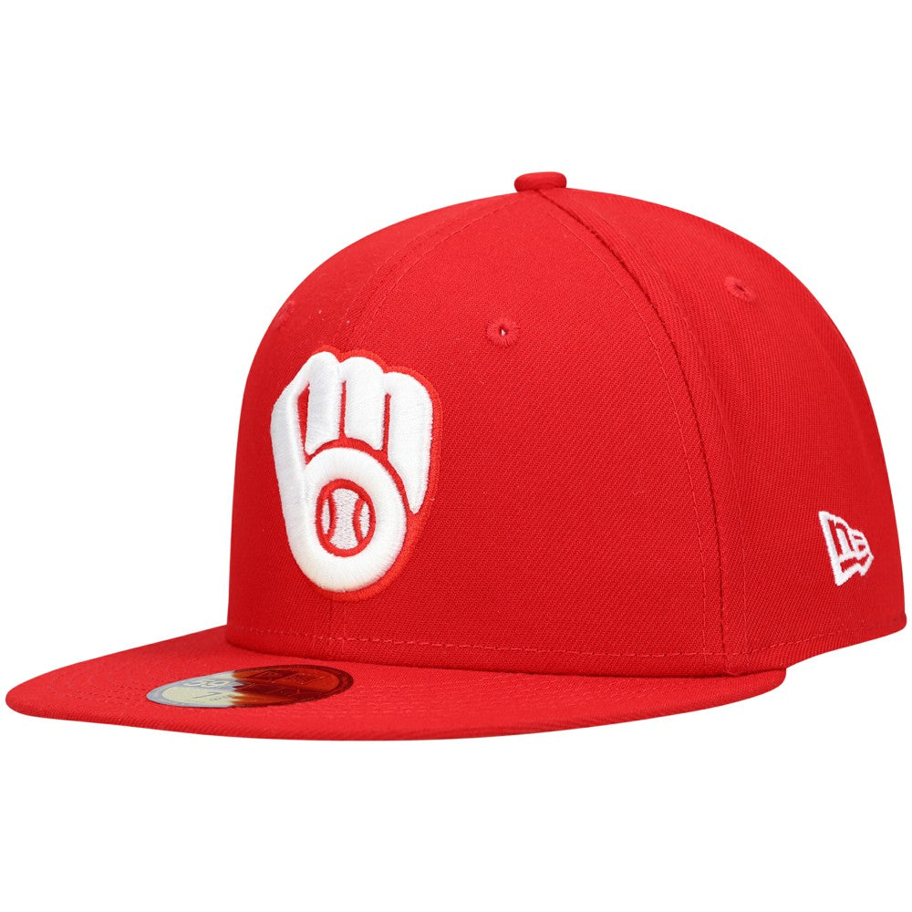 Milwaukee Brewers White Logo 59FIFTY Fitted Hat Red