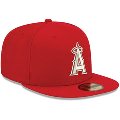 Los Angeles Angels White Logo 59FIFTY Fitted Hat Red