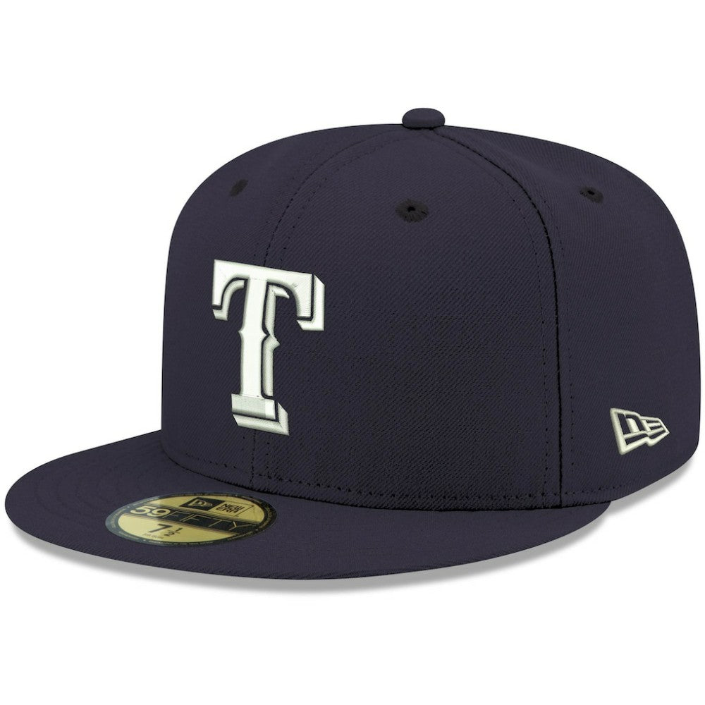 Texas Rangers White Logo 59FIFTY Fitted Hat Navy