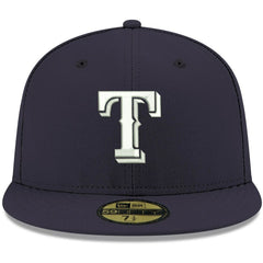 Texas Rangers White Logo 59FIFTY Fitted Hat Navy